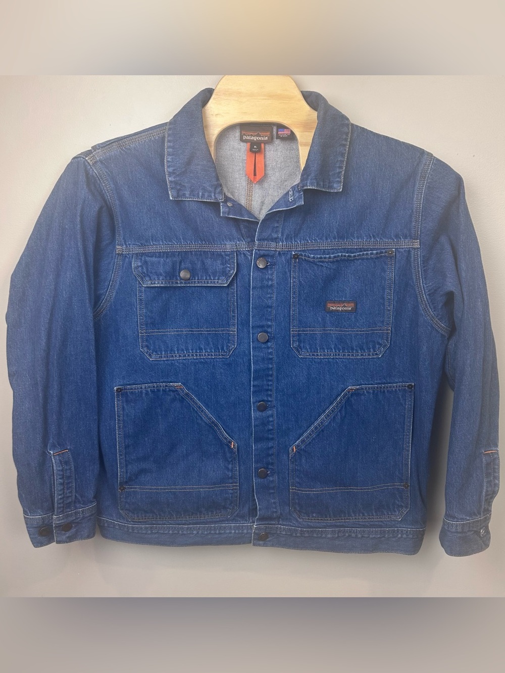 Patagonia Steel Forge Denim Chore Jacket XL Made In USA Rare Workwear Blue Jean